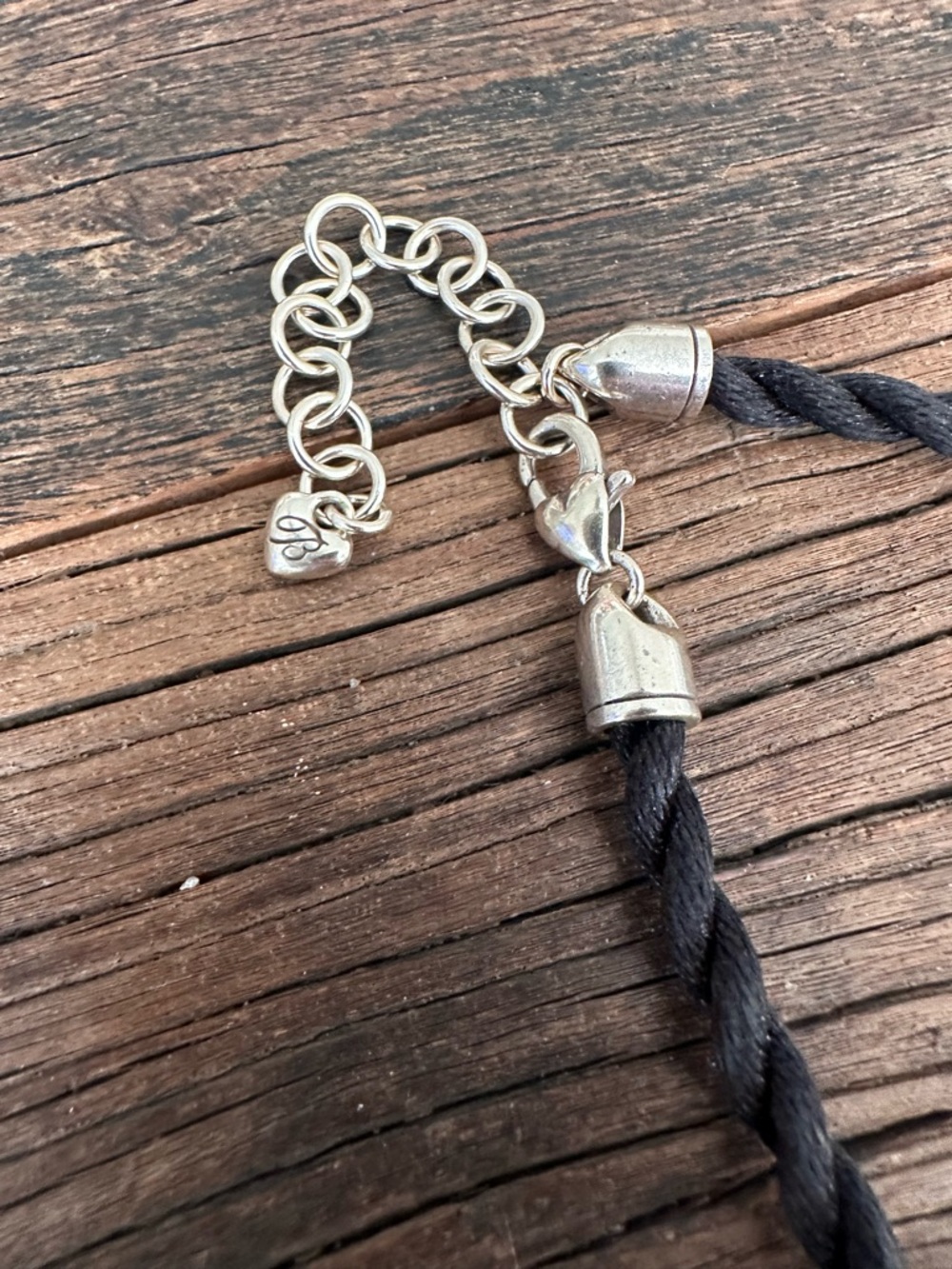 BRIGHTON Facets Black Enamel Silver Scroll Corded Necklace - Retired - Picture 3 of 4